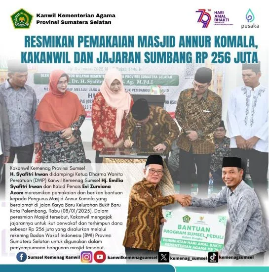 BWI SUMSEL Resmikan Masjid Wakaf BWI Annur Komala